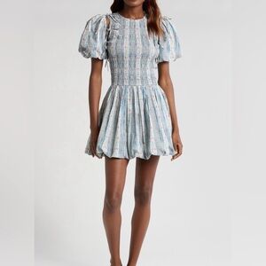 Chic Blue Patterned Mini Dress
